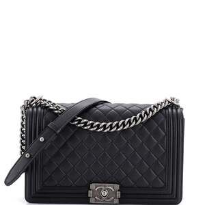 Chanel Boy Flap Bag Quilted Caviar New #241278C40B